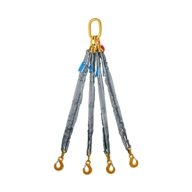 Čtyřpramenný textilní vazák, oko-4 x hák, Nosnost 8400/6000 kg, Certifikovaný